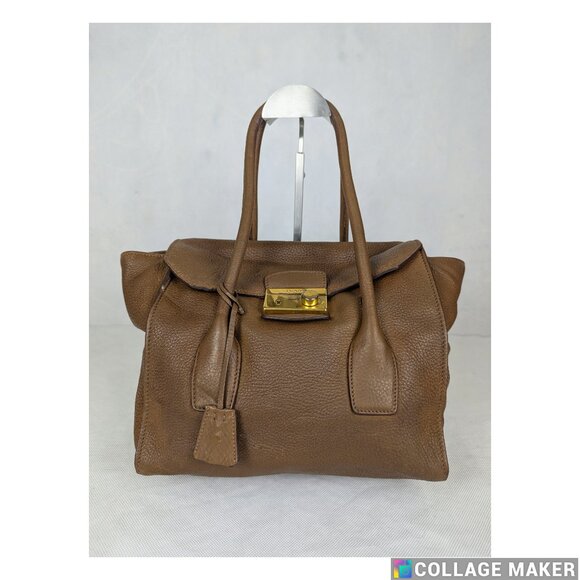 Authentic PRADA Vitello Dino Top Handle Tote Bag Made in Italy - Picture 1 of 16